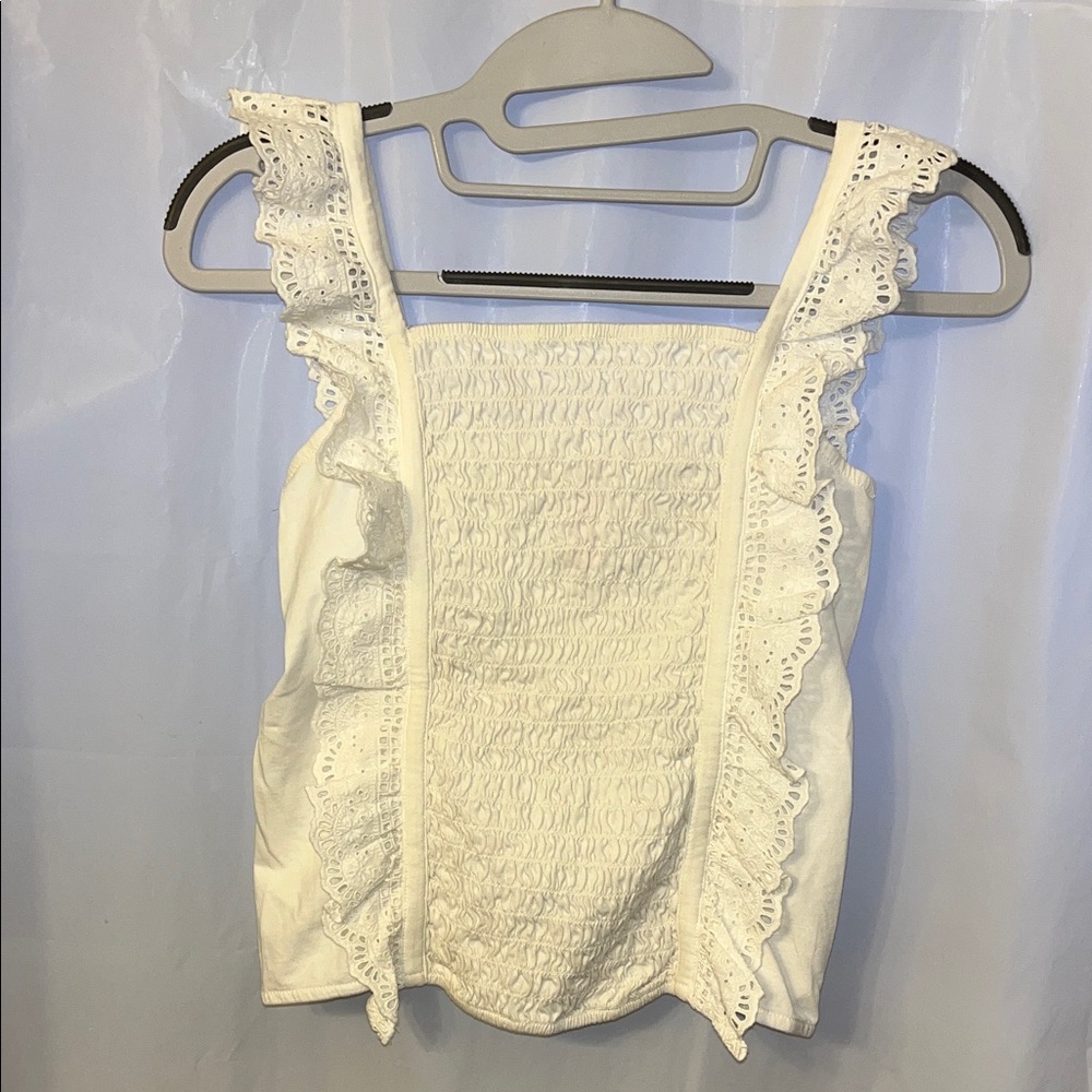 White Lace Trimmed Juniors Top